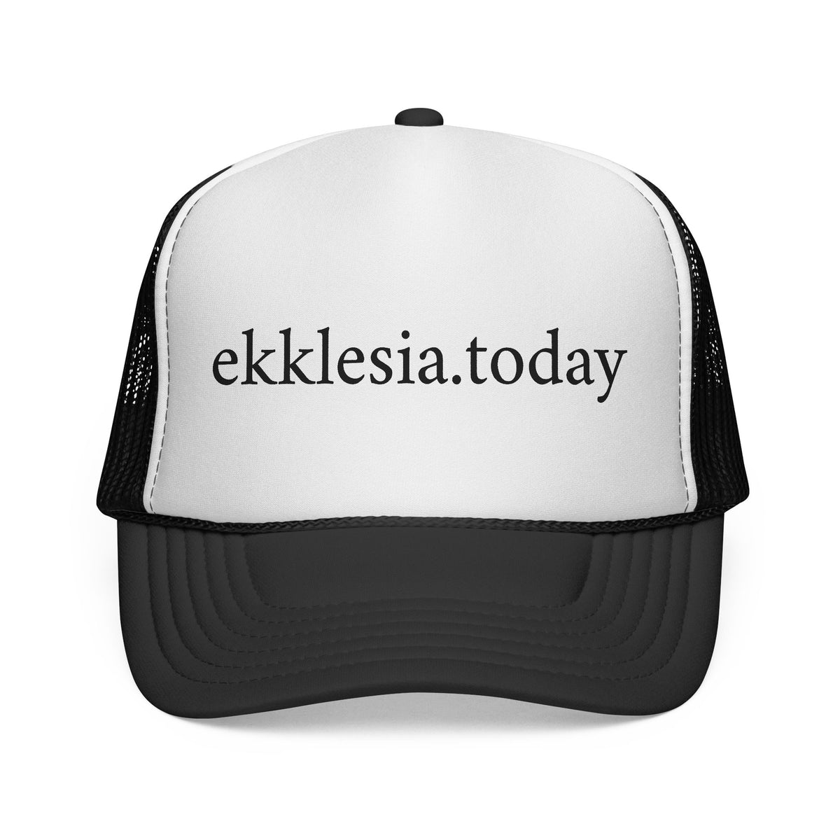 ekklésia.today Trucker Hat — Minimal Script Mesh Cap for Church & Faith Communities