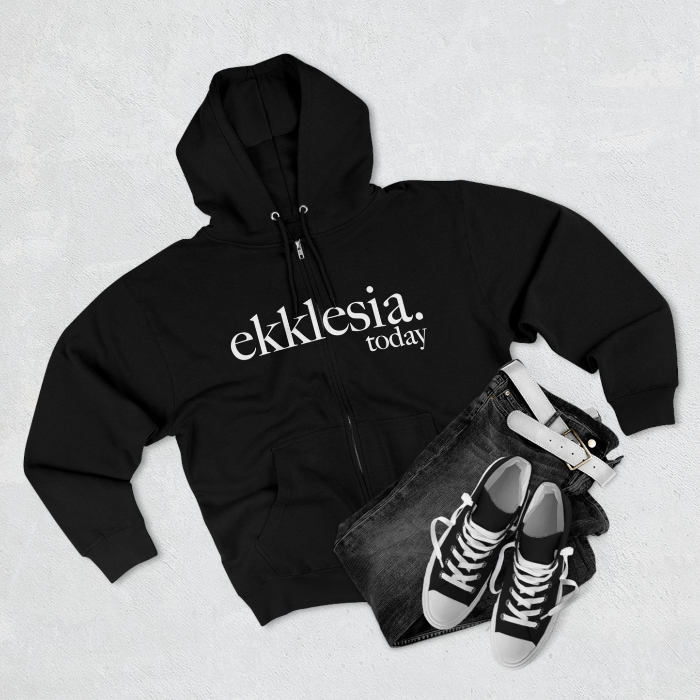 Ekklesia.Today Stacked Logo - Unisex Premium Full Zip Hoodie